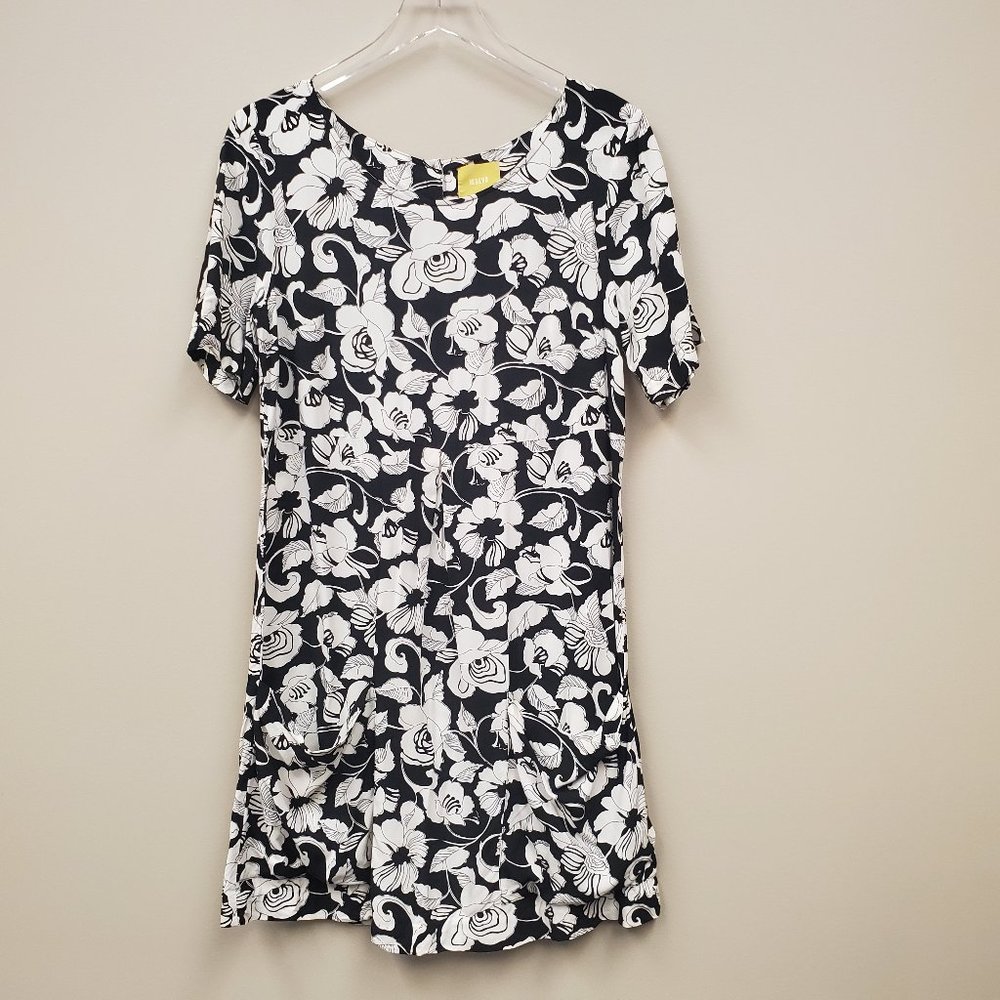 Anthropologie Maeve Black & White Floral Shift Dress Size 8 - Picture 2 of 10